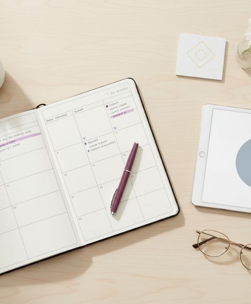 Virtual assistant planning weekly business schedule
